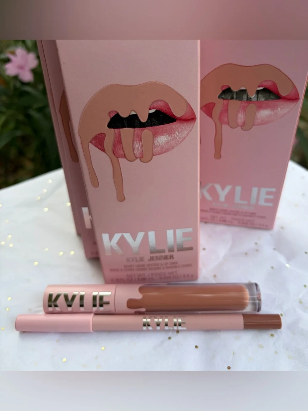 NIB KYLIE Nude Liquid Lipstick & Lip Liner Set - Soft Beige